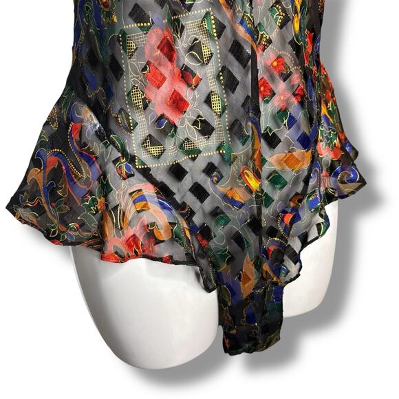 VTG Victoria's Secret Gold Label Chemise Bodysuit Small Floral Sheer Lingerie - Picture 3 of 10